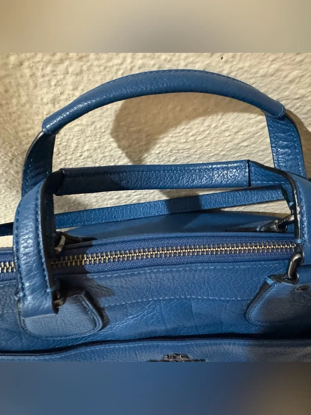 Coach Blue Pebble Leather Satchel